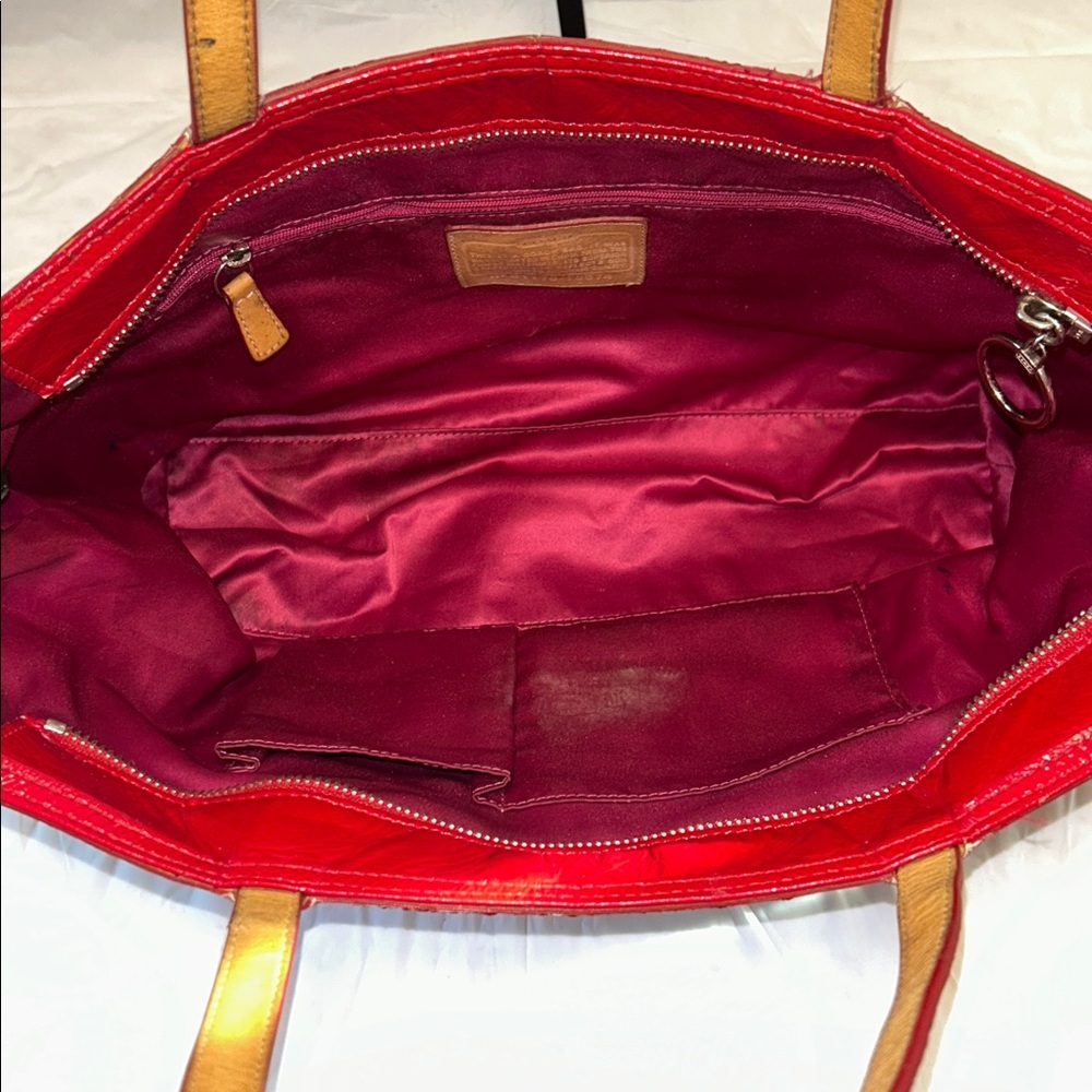 COACH 18674 Poppy Daisy Quilted Liquid Gloss Patent Leather Shoulder Bag Tote - Picture 10 of 11